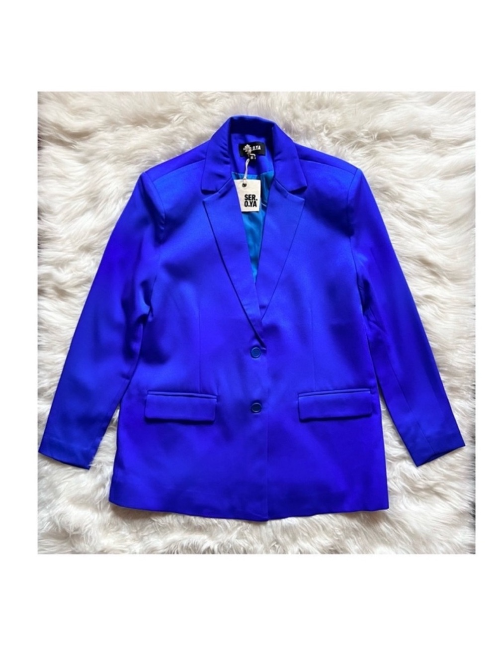 New! SER.O.YA Vienna Oversized Blazer Jacket in Royal Blue - Picture 7 of 12